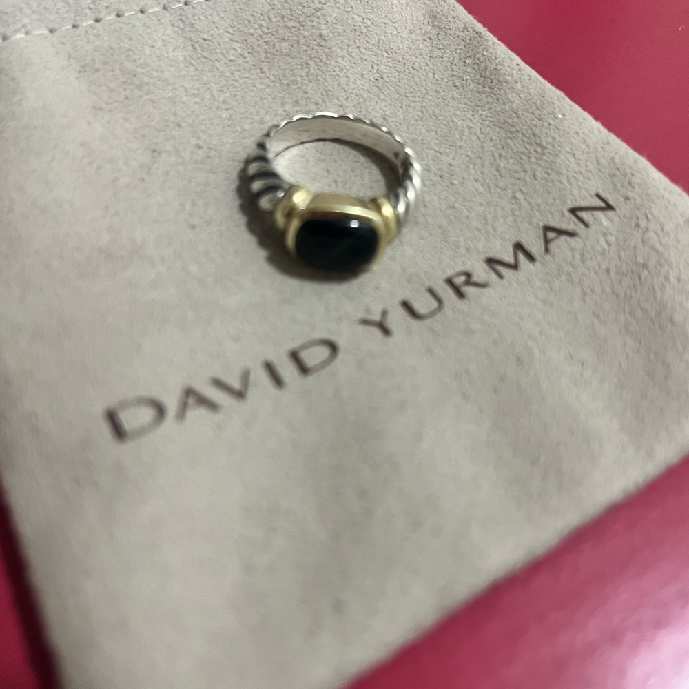 Classic David Yurman Noblesse Onyx gold silver ring. 7.
